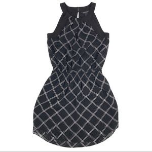 WHBM High Neck Window Pane Print Chiffon Dress